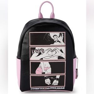 RARE iiii FourEyes x Based Kawaii Four Panel Hentai Black Pink Mini Backpack